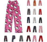 Chnnamzu Pantalon Pyjama Femme Long Flanelle Bas de Pyjamas Polaire Chaud et Doux Confortable Anime Dessin Animé Y2K Kawaii Décontracté pour Pantalon de Pyjama