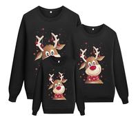 Chnnamzu Pull Noel Famille,Pull Noël Famille Assorti Homme femme Enfant Col Rond Longue Manches Sweat-Shirt avec Imprimé de Noël Christmas Sweater Hiver Chaud Tops Mode Parents-Enfants Sweat De Noel