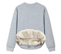 Chnnamzu Sweat Polaire Femme sans Capuche Automne Et Hiver éPais Et Chaud Pullover à Manches Longues Et Col Rond Sweatshirts Chic Doublure Sherpa Thermique Pull Couleur Unie Grande Taille Haut