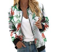 Chnnamzu Veste Bomber Femme Fleurie, Bomber Chic, Printemps-te, Polyester, Manche Longue, Zippe, Leger, Court, Imprime Fleur, Sport, Casual, Collge, Outwear, Pas Cher