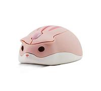 CHNNO1 Souris optique sans fil 2,4 G mignon hamster dessin animé souris d'ordinateur ergonomique mini souris de bureau 3D pour enfants filles cadeaux PC tablette rose