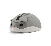 CHNNO1 Souris optique sans fil 2,4 G mignon hamster dessin animé souris d'ordinateur ergonomique mini souris de bureau 3D pour enfants filles cadeau PC tablette gris