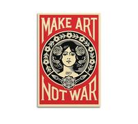 CHNT Make Art Not War Poster sur toile pour salon, chambre à coucher, décoration d'intérieur, bureau, salle de sport 40 x 60 cm