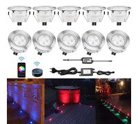 CHNXU 10 Spot LED Eclairage Extérieur Wifi Encastrable Sol Terrasse Bois,45mm Spots Encastré Extérieur Fait en IP67 DC12V 1W Avec Alimentation EU Pour Jardin Escalier Patio RGB Wifi