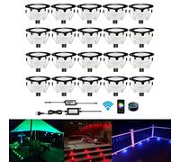 CHNXU 20 Spot LED Eclairage Extérieur Wifi Encastrable Sol Terrasse Bois,45mm Spots Encastré Extérieur Fait en IP67 DC12V 1W Avec Alimentation EU Pour Jardin Escalier Patio RGB Wifi (Noir)