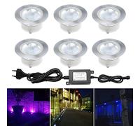 CHNXU 6 Spot Encastrable LED Mini Spot Encastré RGB en DC12V IP67 Etanche Ø60mm Acier Inoxydable Exterieur luminaire,Eclairage pour Jardin,Couloir