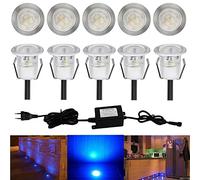 CHNXU LED Spot Encastrable Extérieur Mini Spot Encastré de Ø30mm Eclairage Encastrables Extérieur pour Terrasse Enterre IP67 Etanche DC12V Lumière pour Escalier (bleu, 10 kit)