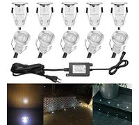 CHNXU Lot de 10 Lampe de Spot LED Mini Ø18mm Eclairage encastré Inox pour Terrasse Enterré Plafonnier, IP67 Etanche DC12V Lumière Extérieure pour Chemin Escalier Paysage Etape (Blanc Froid)