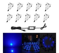 CHNXU Lot de 10 Lampe de Spot LED Mini Ø18mm Eclairage encastré Inox pour Terrasse Enterré Plafonnier, IP67 Etanche DC12V Lumière Extérieure pour Chemin Escalier Paysage Etape (Bleu)