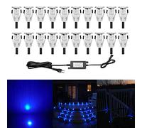 CHNXU Lot de 20 Lampe de Spot LED Mini Ø18mm Eclairage encastré Inox pour Terrasse Enterré Plafonnier, IP67 Etanche DC12V Lumière Extérieure pour Chemin Escalier Paysage Etape (Bleu)