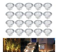 CHNXU Lot de 20 Spot LED Encastrable Extérieur, IP67 Étanche, Ø60mm, DC12V, Blanc Chaud Spots à Encastrer Extérieur pour Jardin Terrasse Escalier Deck en Bois Patio Décoration