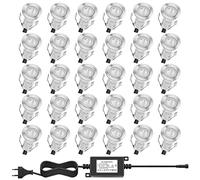 CHNXU Lot de 30 Lampe de Spot LED Mini Ø18mm Eclairage encastré Inox pour Terrasse Enterré Plafonnier, IP67 Etanche DC12V Lumière Extérieure pour Chemin Escalier Paysage Etape Bleu