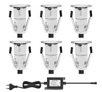 CHNXU Lot de 6 Lampe de Spot LED Mini Ø18mm Eclairage encastré Inox pour Terrasse Enterré Plafonnier, IP67 Etanche DC12V Lumière Extérieure pour Chemin Escalier Paysage Etape Blanc Froid