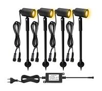 CHNXU Lumière Extérieur LED Spots à Piquer Lampe DC12 3W 2700K-6500K Spot Pour Chemins Éclairage Extérieur LED à Etanche IP65 Décoration Pour Jardin (4 kit, Blanc Chaud)