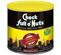 Chock Full o'Nuts Café moulu torréfié foncé et audacieux (boîte de 652 ml) - Grains de café 100 % arabica de qualité supérieure