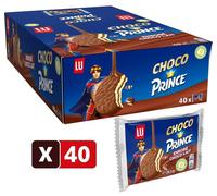 Choco Prince de LU - Pack de 40 sachets - Biscuits Enrobés de Chocolat au Lait et Fourrés Goût Chocolat - Biscuits au Blé Complet