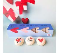 Chocodic Boîte de Macarons Vanille - Coffret de 8 Macarons St Valentin - Personnalisation "Je t'aime" et illustrations coeurs