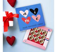 Chocodic Coffret de 9 Chocolats Coeurs persnnalisé avec votre photo - Chocolat au Lait et Blanc, Artisanal, Saint-Valentin