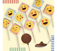 Chocodic - Lot de 10 Sucettes en Chocolat Lait avec insert Pâte à Tartiner - Collection Emoji - Anniversaire, Noël, Pâques, idéal à offrir à des enfants