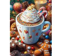 Chocolat chaud de Noël avec des biscuits 1000 Pièces Puzzle Adulte En Carton Rigide Haute Densité Faune sauvage et animaux de compagnie Difficile Moyenne Anti-Stress Jeu De Société Idée Cadeau Anniver