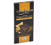 Chocolat de Xixona Noir 72% Cacao avec Écorces d'Orange, Chocolat Intense, Pack de 2 Tablettes de 100g