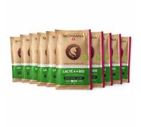 Chocolat Lacté Bio en Poudre Monbana - Dosettes 30 g - 32% Cacao - Texture Fluide - Boisson Chocolatée - Fabriqué en France - Sans Conservateur - Lot de 5, 10 ou 15 Unités (10 dosettes)