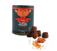 Chocolat Mathez - Truffes au chocolat aux éclats de caramel- Boite chocolat de Noël à offrir en forme de lutin - Fabrication française - Boîte métal décorative à réutiliser - Idée cadeau