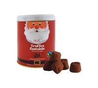 Chocolat Mathez - Truffes au chocolat noir Santa - Boite chocolat de Noël à offrir en forme de Père-Noël - Fabrication française - Boîte métal décorative à réutiliser - Idée cadeau
