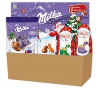 Chocolat Noel - Milka - 2 Pères Noël Chocolat au Lait et Lait Noisettes, 1 Calendrier de l'Avent, 1 Bonbons Chocolat au Lait (570g)