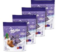 MILKA - Bonbons de Noël au Chocolat au Lait du Pays Alpin - Chocolat de Noël à Offrir ou à Partager - Idée Cadeau - Pour des Fêtes Pleines de Tendresse - 4 Sachets de 86g