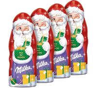 MILKA - Père Noël Chocolat au Lait avec des Morceaux de Noisettes - Chocolat de Noël - Idée de Cadeau à Offrir et à Partager - Pour des Fêtes Pleines de Tendresse - 4 Pères Noël de 95g