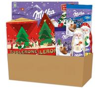 Chocolat Noel - Milka, Toblerone - 2 Pères Noël, 2 Calendriers de l'Avent, 1 Minis Chocolat au Lait, 2 Bonbons Oreo et Lait (1kg)