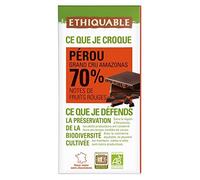 Chocolat Noir 70% Cacao Pérou Bio 100g - ETHIQUABLE Douceur Intense et Biologique pour les Amateurs Gourmands ! - Lot De 4