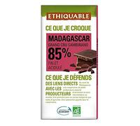 Chocolat Noir de Madagascar Bio 85% de Cacao | Marque Ethiquable - Gourmandise Éthique et Durable en 100g - Le Lot De 4