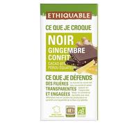 Chocolat Noir Gingembre Bio ETHIQUABLE - Saveurs exotiques et bio dans un paquet de 100g, idéal pour les amateurs de gourmandise responsable. - Le Lot De 4