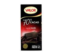 Chocolates Valor Chocolat Noir 70% Cacao | Sans Sucre | Sans Gluten |Vegan | De la Fève à la Tablette |Cacao 70% Minimum | Édulcorant Stévia | 100 g