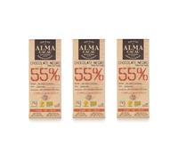 Chocolat Origines 55% de Cacao - Lot de 3 tablettes de 100g - Produit végétalien écologique et paléo - Originaire du Ghana - Sans sucre de canne ni huile de palme - Produit riche en nutriments