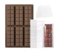 Chocolat Silicone 6 cavités | Moule à savon avec grattoir et 100 sacs - Moule à libération facile pour bonbons, savon, cuisine, cire, gâteau, gommes, maison, bonbons et chocolat