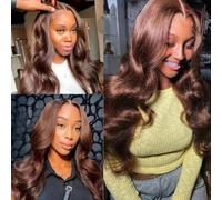 Chocolate Brown Lace Front Wig For Women 150% Density 13x6 Lace Frontal Wig 22 inch Body Wave Glueless Wigs Human Hair Wear And Go Pre Plucked Pre Cut