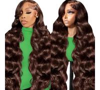 Chocolate Brown Perruque Bresilienne Cheveux Humain 13x6 Body Wave Lace Frontal Wig #4 Color Human Hair Perruque Femme Naturelle Brésilien 200 Density Glueless Wig Human Hair for Women 22 Pouces