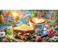 Chocolate-Cake-Slice-with-Coffee-Cup 1000 pièces Puzzle pour Adultes Jeu Familial Amusant & Stimulant Jeux éducatifs Extremement Difficile pour Adultes et Enfants de 12 Ans et Plus 38x26/1000 pièces