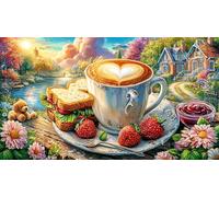 Chocolate-Cake-Slice-with-Coffee-Cup Puzzle pour Adultes 1000 pièces Extremement Difficile Stimulant Jeu éducatif détente Cadeau Amusant & Activité Maison 70x50/1000 pièces