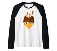 Chocolate Dripping Ice Cream Baseball Home Plate Sports Manche Raglan