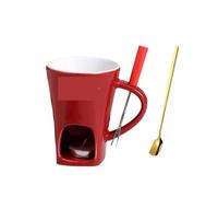 Chocolate Fondue Cup Candle Ceramic Mug Heating Cheese Creative Coffee With Fork Melter Cups pour Café(Red)