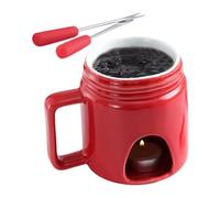 Chocolate Fondue Cup - Ceramic Melting Mug, Personal Fondue Mug with Fork | Ceramic Hot Pot Cup for Melting Chocolate, Butter, Cheese, Caramel | Perfect for Home, Gathering, Party, Holiday Dessert