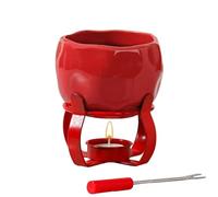 Chocolate Fondue Mug - Ceramic Melting Cup Set | Personal Warmer with Fork | Butter & Cheese Melter Bowl, Heat Retaining Dessert Pot, Dipping Fork Included, for Date Night & Party