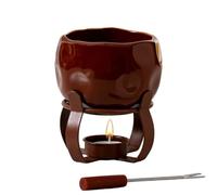 Chocolate Fondue Mug - Ceramic Party Butter Warmer Mug, With Fork Set | 4.53x3.66 In | Mini Ceramic Chocolate Melting Pot Mug | Personal Fondue Cup Set with Stainless Steel Fork for Cheese, Butter