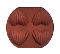 Chocolate Heart Mold - 4 Cavity Silicone Candy Tray, Sea Shell Baking Mould, Wide Uses Non Stick Dessert Kit | Cake Cookie Fondant Ice Cream Soap Cupcake Jelly Chocolate Making Tool Kitchen Baking