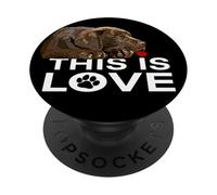 Chocolate Lab This is Love Dog Labrador Retriever Marron PopSockets PopGrip Adhésif