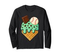 Chocolate Mint Ice Cream Dripping Baseball Home Plate Sports Manche Longue